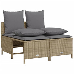 Avis vidaXL Salon de jardin avec coussins 5 pcs beige résine tressée