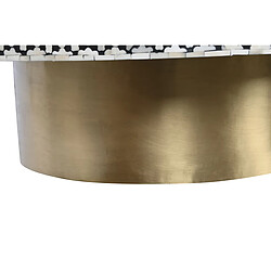 Pegane Table basse, table de salon en métal coloris noir, doré, blanc - diamètre 100 x Hauteur 40 cm