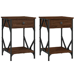 vidaXL Tables de chevet 2pcs Chêne marron 40x42x60cm Bois d'ingénierie