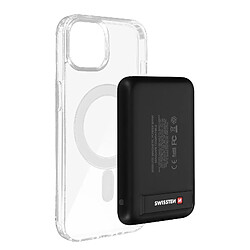 Coque pour Apple iPhone 14 et Powerbank 5000 mAh Magsafe Swissten Transparent 