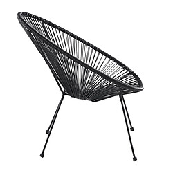 Pegane Lot de 2 fauteuils coloris noir, pieds en métal noir - Longueur 80 x profondeur 71 x hauteur 85 cm