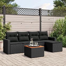 vidaXL Salon de jardin 6 pcs avec coussins noir résine tressée 