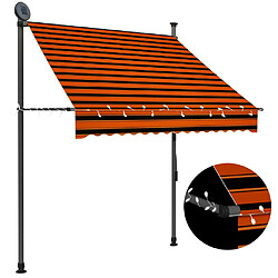 Maison Chic Auvent manuel rétractable,Store manuel de porte avec LED 150 cm Orange et marron -GKD42971