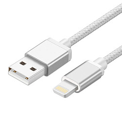 Shot Cable Metal Nylon Pour IPHONE SE 2020 APPLE Chargeur Lightning USB 1,5m Tresse (ARGENT) 