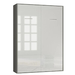 Inside 75 Armoire lit escamotable SMART-V2 structure gris graphite mat, façade Gloss blanc brillant 160*200 cm 