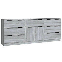 Maison Chic Ensemble de 3 Buffets,commode,console pour rangement Sonoma gris Bois d'ingénierie -MN33453