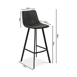 Avis Mes Lot de 2 chaises de bar H78 cm en PU noir - POHAN