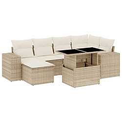 vidaXL Salon de jardin avec coussins 7 pcs beige résine tressée