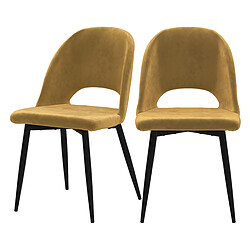 Rendez Vous Deco Chaise Pénélope en velours jaune (lot de 2) 