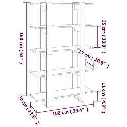 vidaXL Bibliothèque/Séparateur de pièce Sonoma gris 100x30x160 cm pas cher