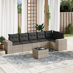 vidaXL Salon de jardin avec coussins 7 pcs gris clair résine tressée 