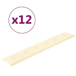 vidaXL Panneaux muraux 12 pcs Crème 90x15 cm Similicuir 1,62 m²