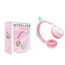 Universal Casque, oreille de chat, casque Bluetooth, lumière LED, carte sans fil, casque pour enfants (rose) pas cher