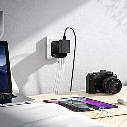 Adaptateur Prise Universel EU / USA / UK / AUS + 3 USB + 1 USB C Moxie Noir pas cher