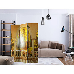 Decoshop26 Paravent 3 volets panneaux cloison séparateur de pièce pliable recto verso Rêve de forêt automnale 135x172 cm PAR110296