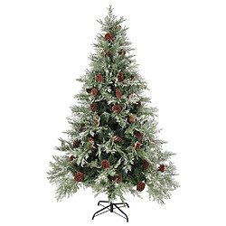 vidaXL Sapin de Noël pré-éclairé pommes de pin vert blanc 120cm PVC PE