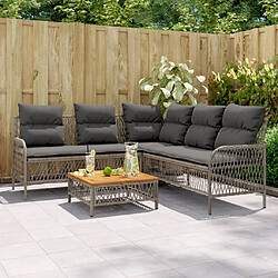 vidaXL Salon de jardin 2 pcs avec coussins Gris Résine tressée 