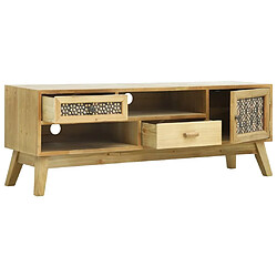 Avis Maison Chic Meuble TV scandinave - Banc TV pour salon Marron sculpté 120x30x42 cm Bois -MN94237