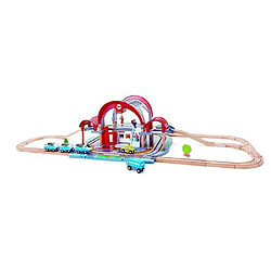 Hape - E3725 - Circuit de Train en Bois - Grande Gare Urbaine Voitures, Multicolore 