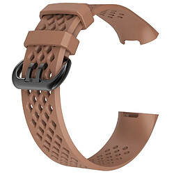 Wewoo Bracelet pour montre connectée Dragonne sport ajustable avec trou carré FITBIT Charge 3 café