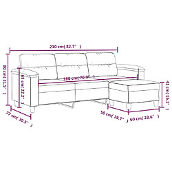 vidaXL Canapé 3 places repose-pieds Gris foncé 180 cm Tissu microfibre pas cher