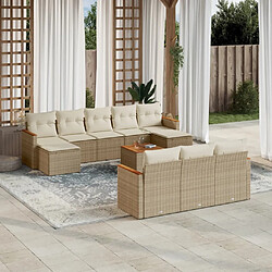 vidaXL Salon de jardin 11 pcs avec coussins beige résine tressée 