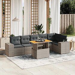 vidaXL Salon de jardin avec coussins 7 pcs gris résine tressée 