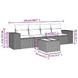 Avis vidaXL Salon de jardin 5 pcs avec coussins noir résine tressée