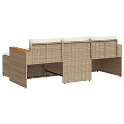 Acheter vidaXL Salon de jardin avec coussins 3 pcs beige résine tressée