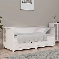 Maison Chic Lit de jour, Lit de repos pour Salon Chambre,Canapé-lit,Lit d'invité Blanc 90x190 cm Bois de pin massif -MN36015