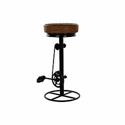 Tabouret DKD Home Decor Noir Cuir Métal Marron Clair (44 x 38 x 82 cm) 