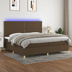 vidaXL Sommier à lattes de lit matelas et LED Marron foncé 200x200 cm 