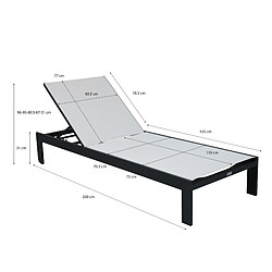 AXI Elio Bain de Soleil en Anthracite / Crème | Transat Jardin avec structure en aluminium réglable en 5 positions | Chaise longue pour l'extérieur / le jardin pas cher