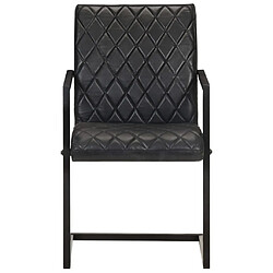 Avis Decoshop26 Lot de 2 chaises de salle à manger cuisine cantilever cuir véritable noir CDS020369