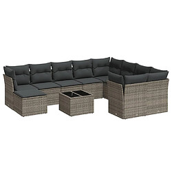 Maison Chic Salon de jardin 11 pcs avec coussins | Ensemble de Table et chaises | Mobilier d'Extérieur gris résine tressée -GKD28069