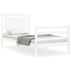 Maison Chic Cadre/structure de lit et tête de lit pour adulte - Lit Moderne Chambre blanc 100x200 cm bois massif -MN48136