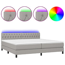 Sommier à lattes et matelas LED,Cadre à lattes de lit pour Adulte Gris clair 200x200 cm Tissu -MN53209