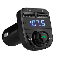 Chrono Chargeur de voiture d'appel mains libres, récepteur radio émetteur FM sans fil Bluetooth, adaptateur stéréo de musique audio Mp3, noir