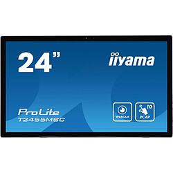 Ecran IIYAMA 24"Tactile PCAP conceptions en verre sans cadre IPS 10points 1920x1080 5ms 400 cd/m² 1xDisplayport 1xHDMI HPs 2x1W 2xUSB / T2455MSC-B1