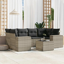 vidaXL Salon de jardin avec coussins 7 pcs gris clair résine tressée 