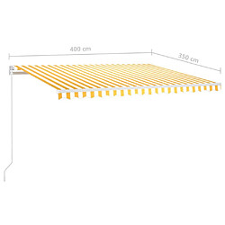 vidaXL Auvent manuel rétractable avec LED 400x350 cm Jaune et blanc pas cher