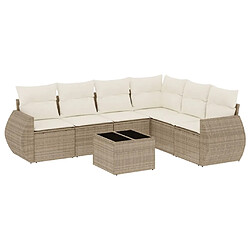 vidaXL Salon de jardin avec coussins 7 pcs beige résine tressée