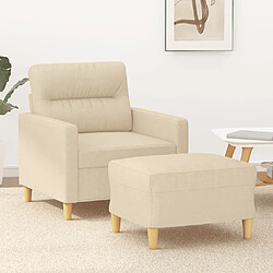 vidaXL Fauteuil avec repose-pied Crème 60 cm Tissu 