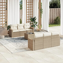 vidaXL Salon de jardin avec coussins 7 pcs beige résine tressée 