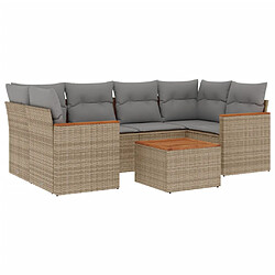 vidaXL Salon de jardin avec coussins 7pcs mélange beige résine tressée