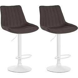 Non Lot de 2 tabourets de bar Toni tissu blanc