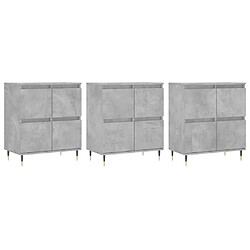 vidaXL Buffets 3 pcs gris béton bois d'ingénierie