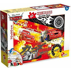 Lisciani, Maxi Puzzle pour enfants à partir de 4 ans, 60 pièces, 2 en 1 Double Face Recto / Verso avec le dos à colorier - Disney Cars 48236 