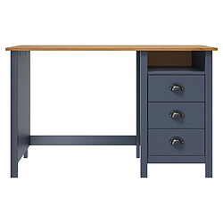 Maison Chic Bureau solide,Table de travail,Bureau d'ordinateur Hill avec 3 tiroirs Gris 120x50x74 cm Pin solide -GKD44027