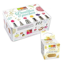 Scrapcooking Coffret à pâtisserie 6 douilles inox et poches jetables + paillettes dorées